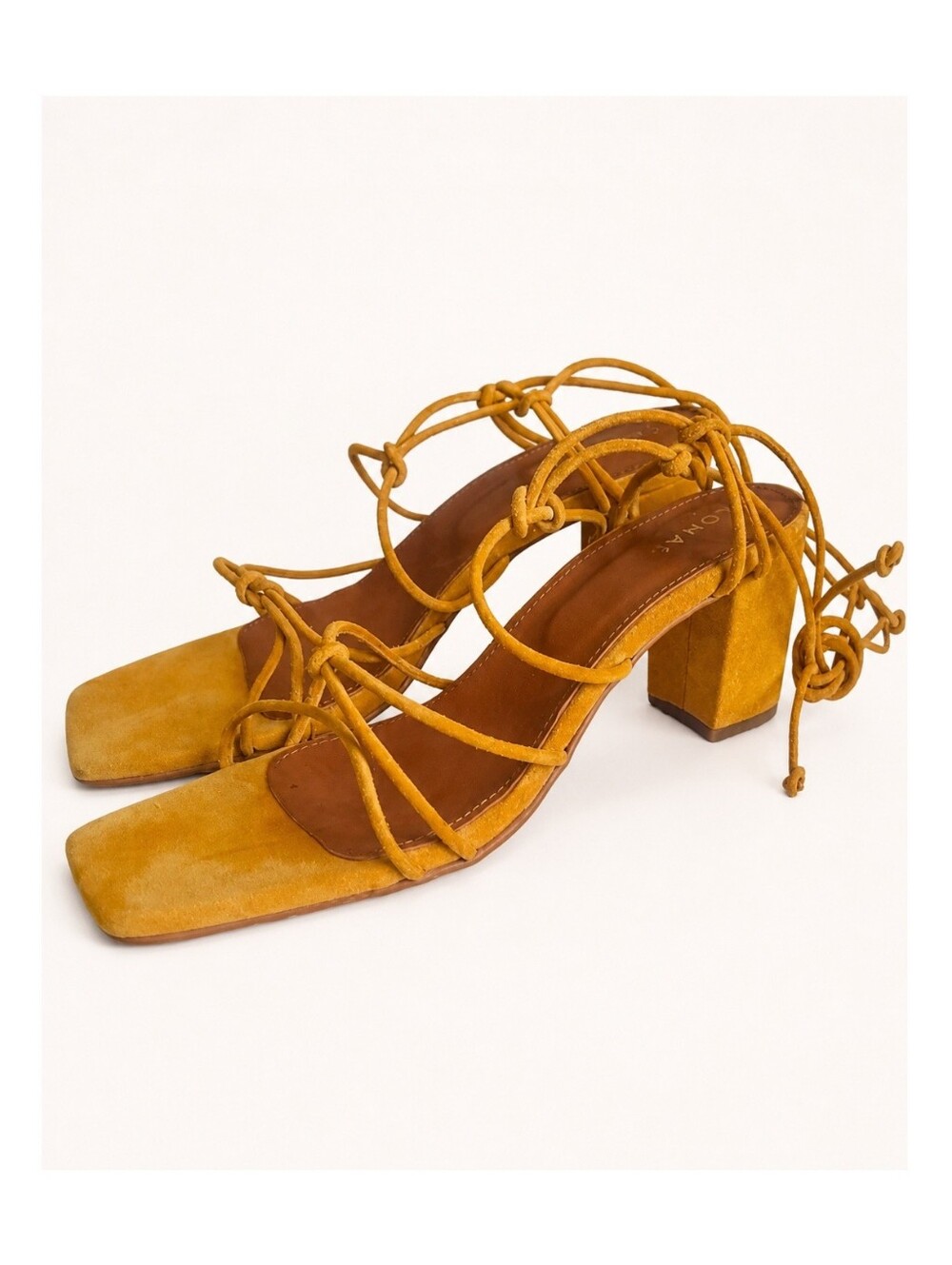 ALOHAS | Paloma Yellow Suede Lace-Up Block Heel Sandals EU 41 / US 10.5